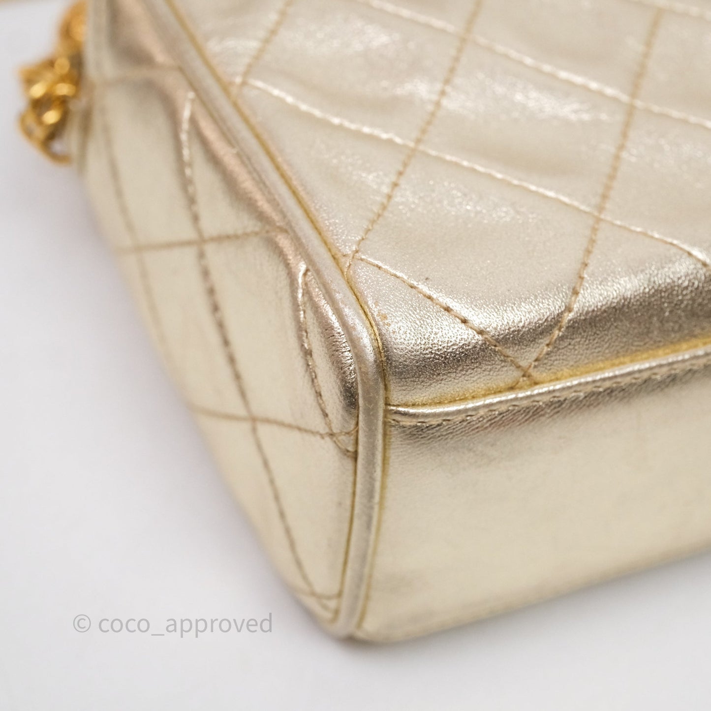Chanel Vintage Camera Bag Gold Lambskin Gold Hardware