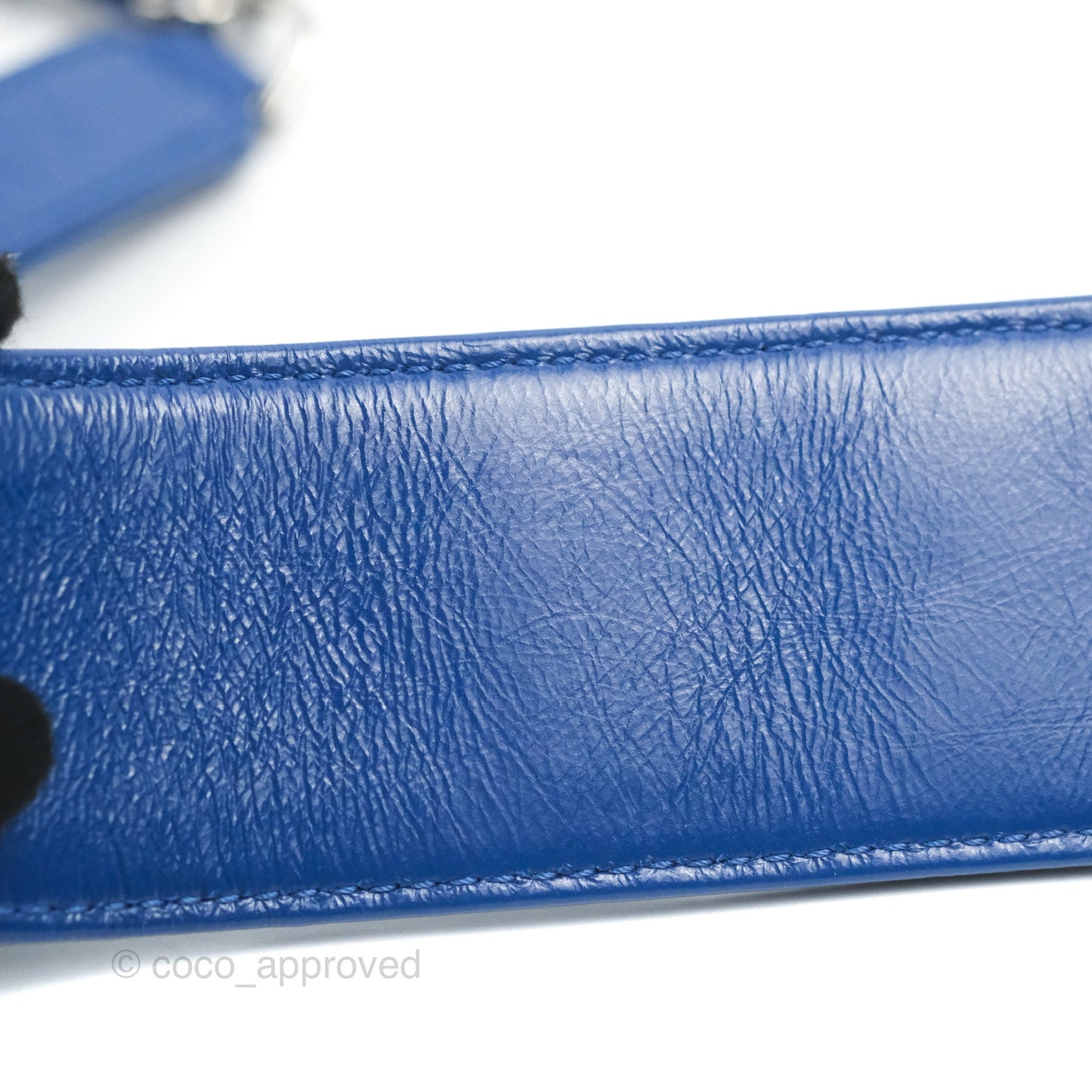 Chanel New Medium Gabrielle Blue Logo Handle Aged Calfskin Mixed Hardware