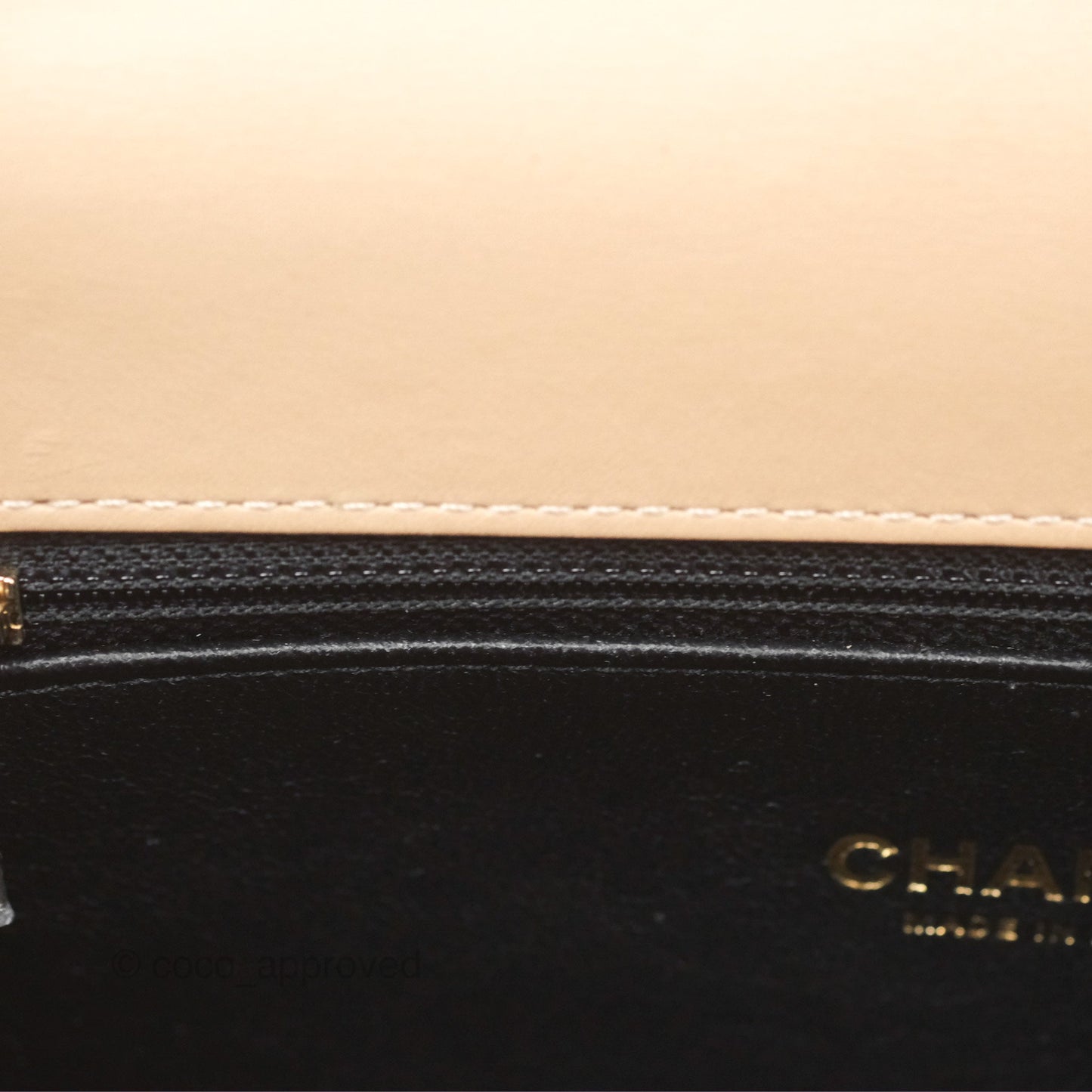 Chanel Quilted Medium CC Filigree Flap Beige Black Caviar