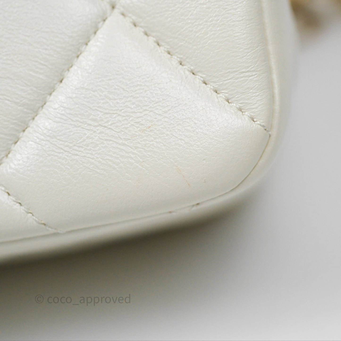 Chanel Quilted Double Pearl Adjustable Chain Flap Bag White Lambskin Aged Gold Hardware 24S