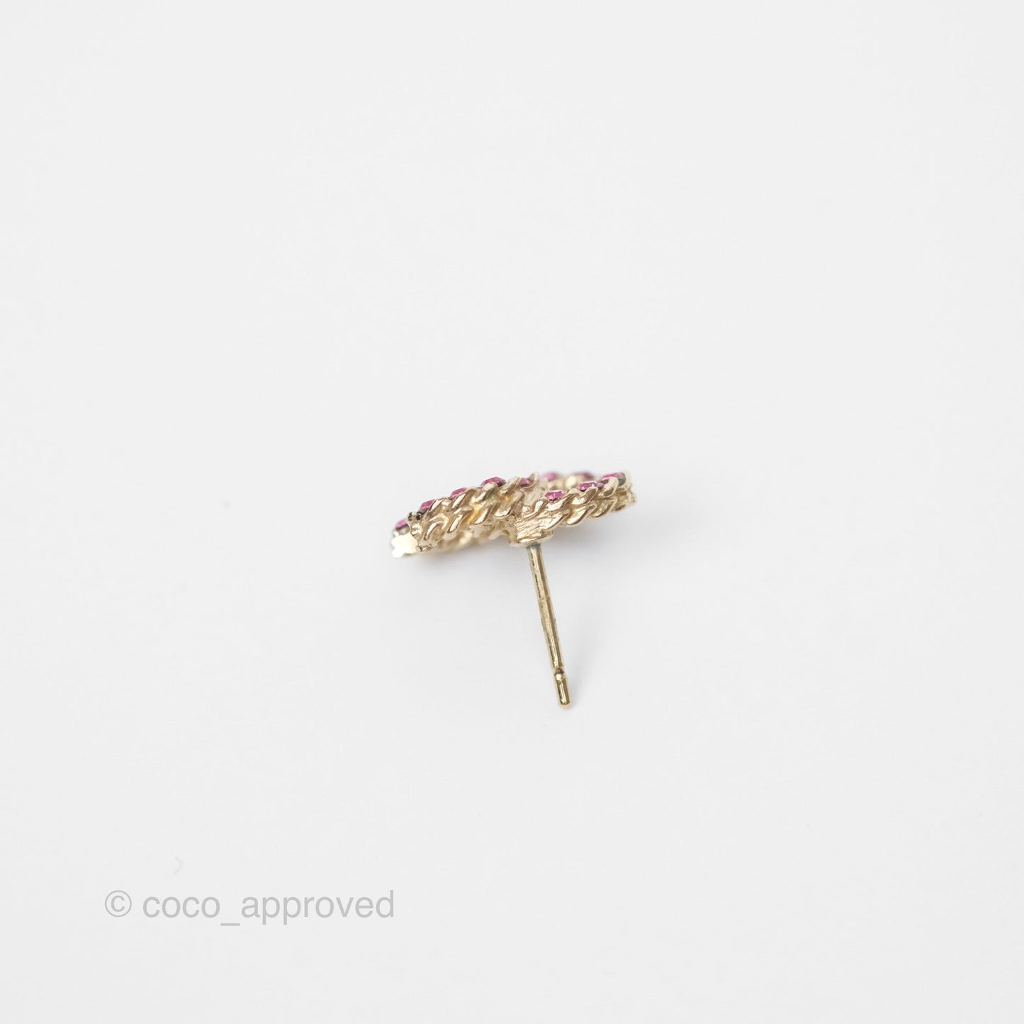 Chanel Crystal CC Earrings Gold Tone 17P