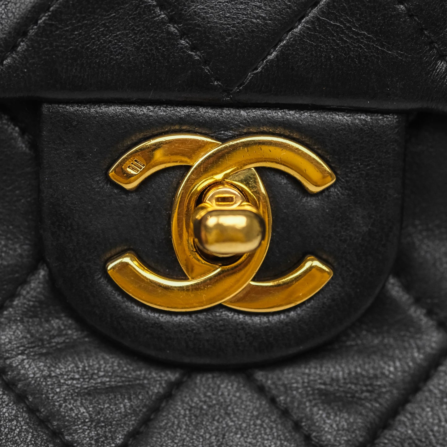Chanel Vintage Mini Square Black Lambskin 24K Gold Hardware