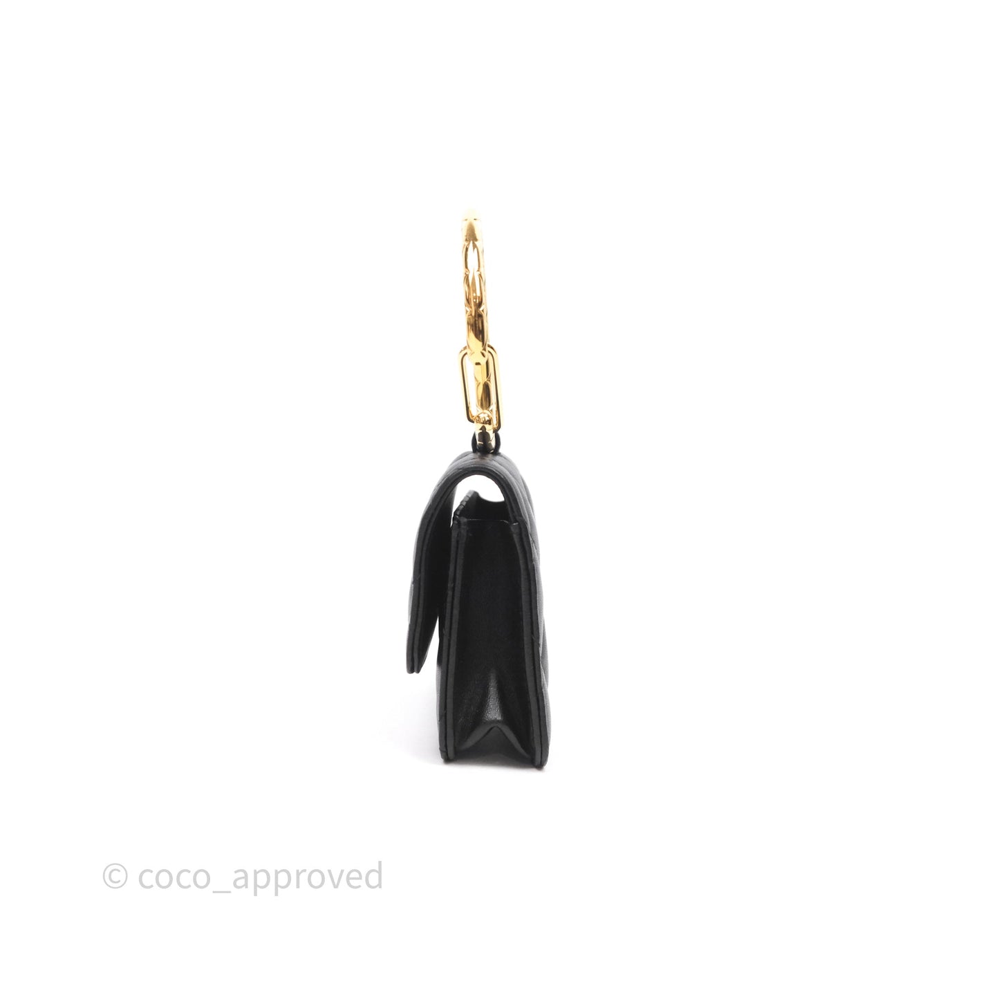 Chanel Jewel Hook Card Holder Black Lambskin Aged Gold Hardware