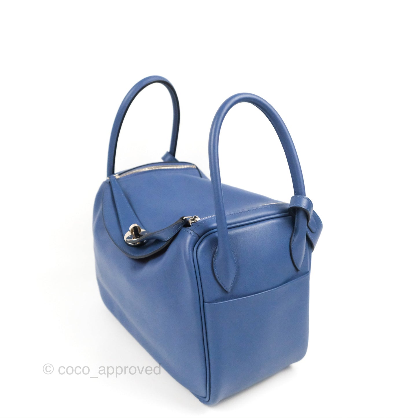 Hermès Lindy 26 Bleu Brighton/ Capucine Swift Palladium Hardware