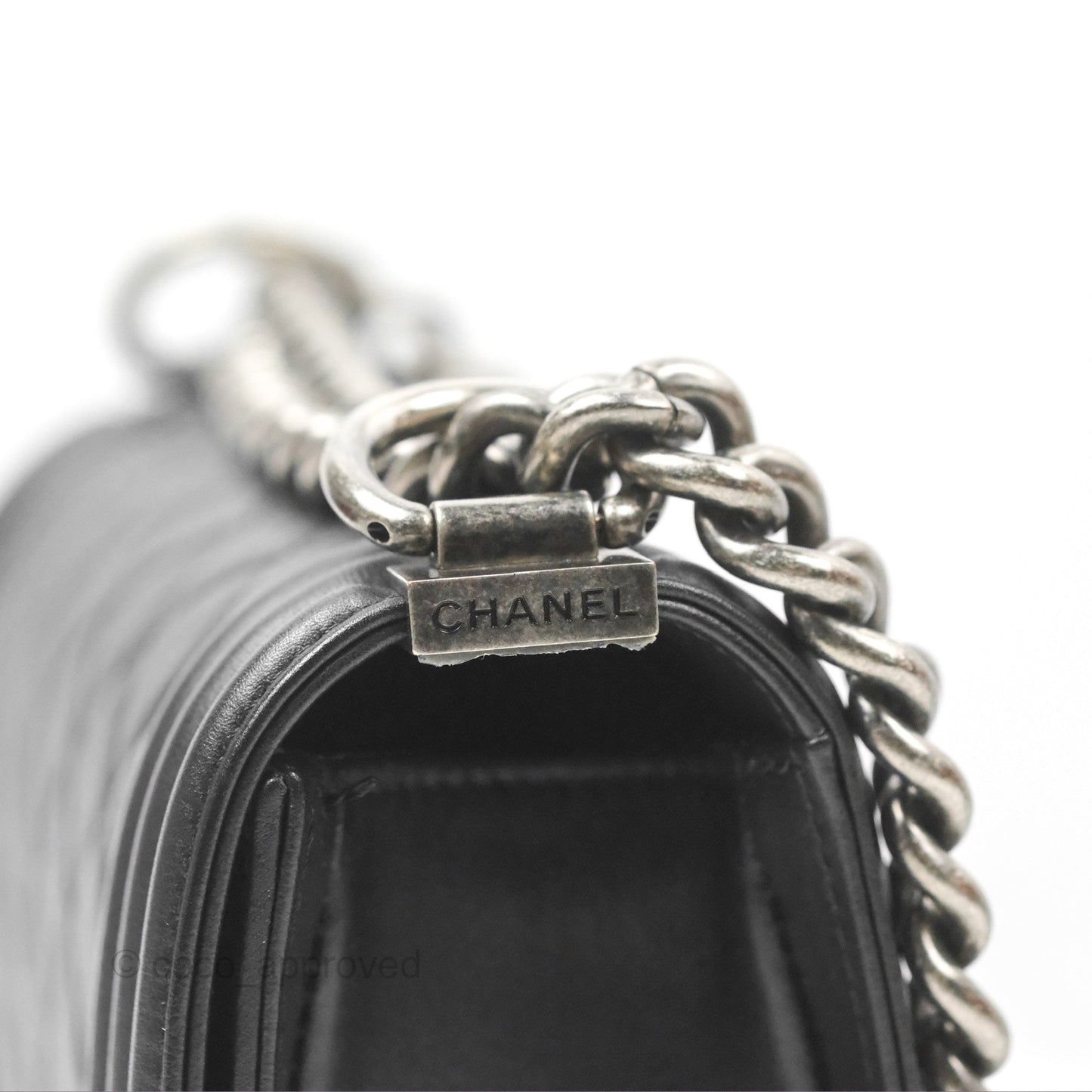 Chanel Small Boy Black Calfskin Ruthenium Hardware