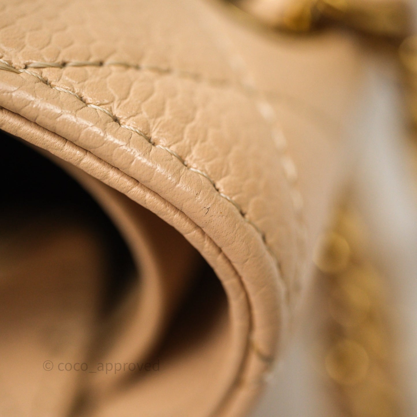 Chanel Classic M/L Medium Flap Quilted Beige Caviar Gold Hardware