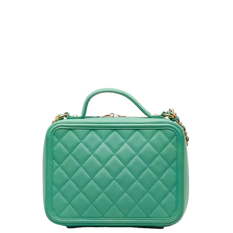 Chanel Matrases Coco Handbag Vanity Bag Shoulder Bag 2WAY Green Caviar S  CHANEL