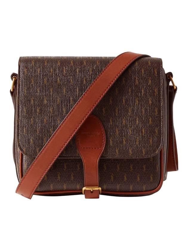 Luxury Saint Laurent Monogram Buckle Medium Satchel Cross Bag Brown