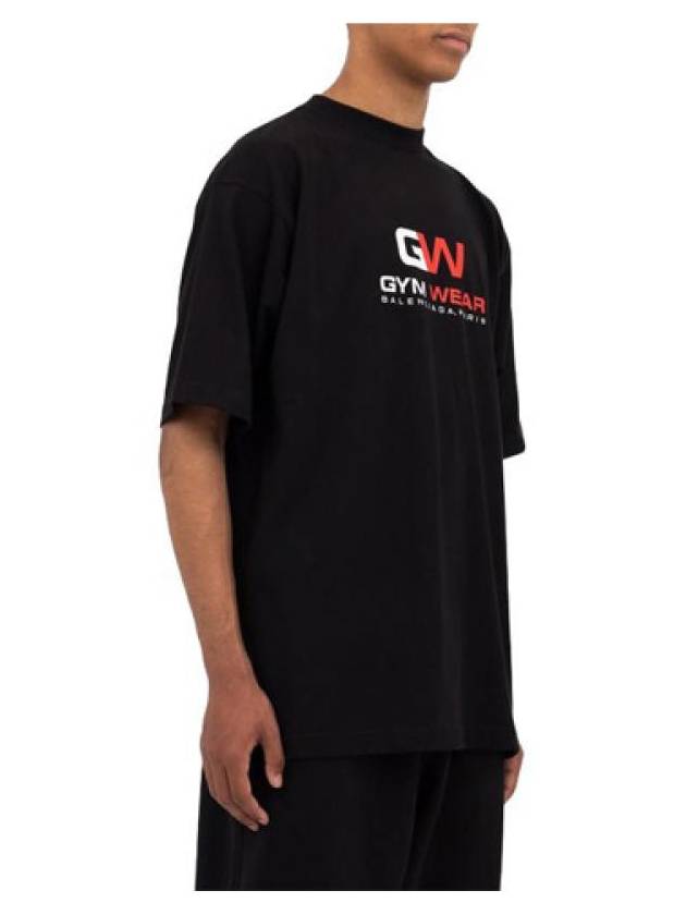 Luxury Balenciaga Gym Wear Logo Print Short Sleeve T-Shirt Black