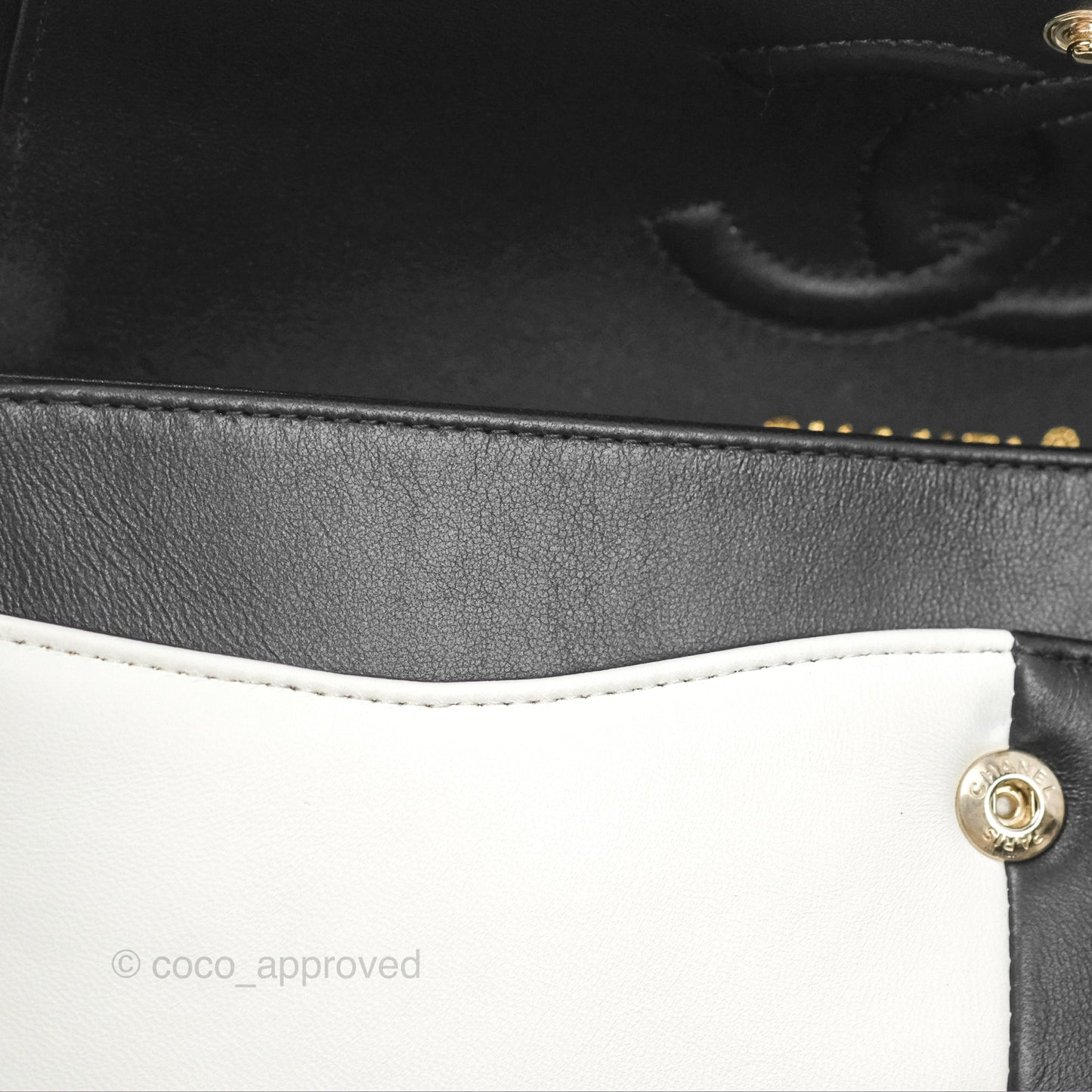 Chanel Medium Flap Black & White Lambskin Gold Hardware