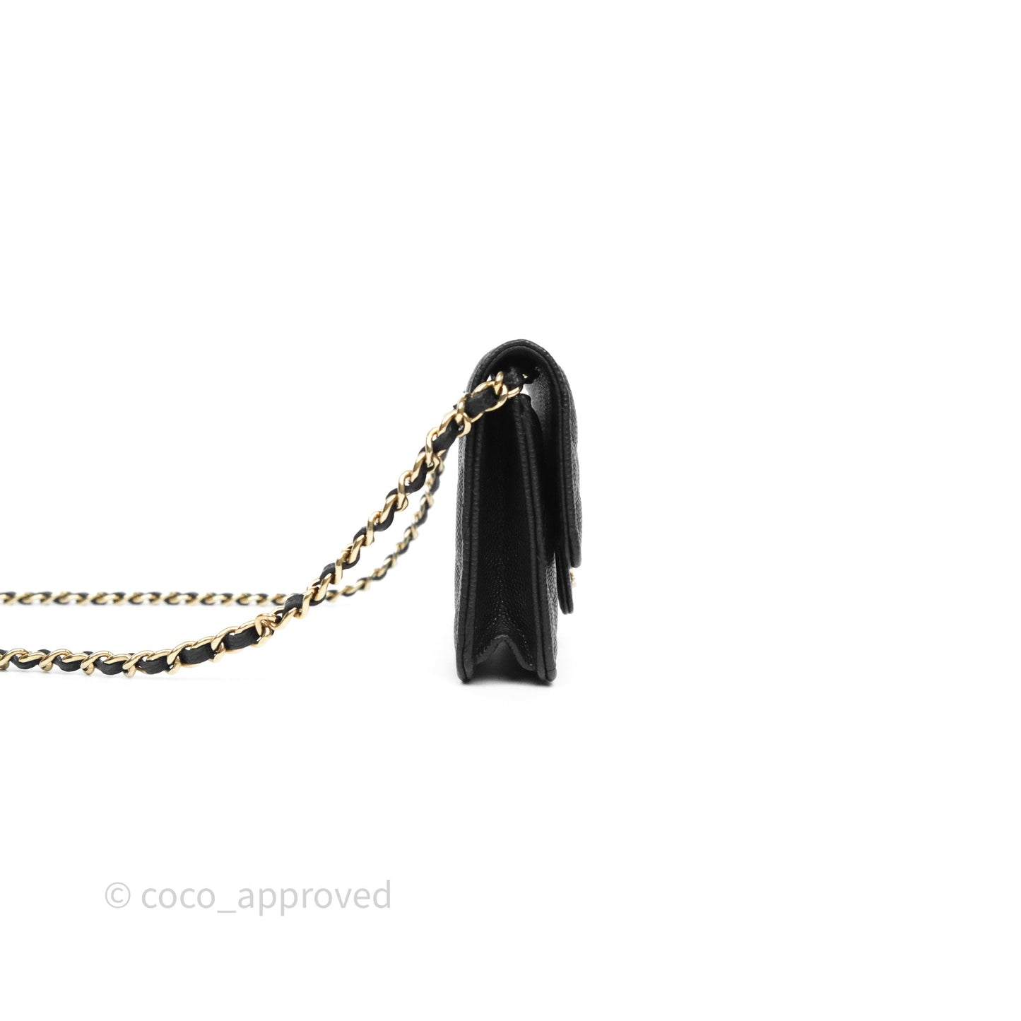 Chanel Mini Wallet With Chain Black Caviar Gold Hardware