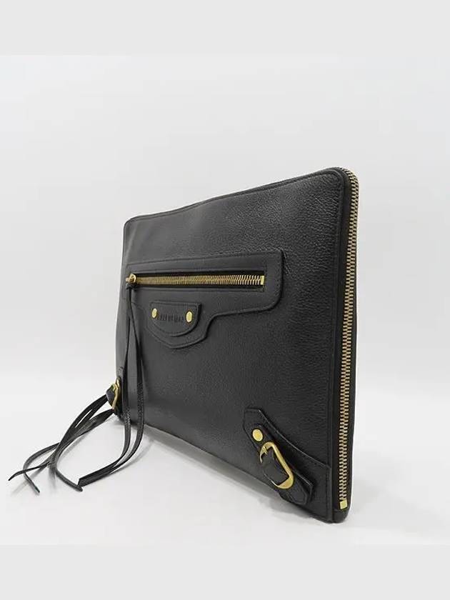 Luxury Balenciaga 652490 Black Grain Calfskin Neo Classic Clutch