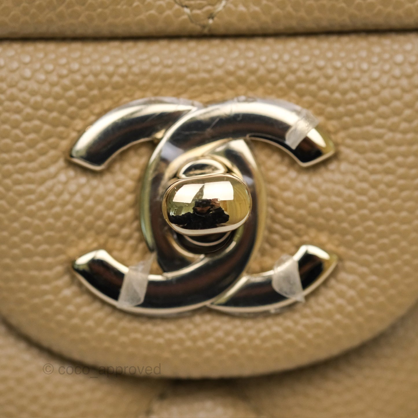 Chanel Small S/M Classic Flap Dark Beige Caviar Gold Hardware 21A