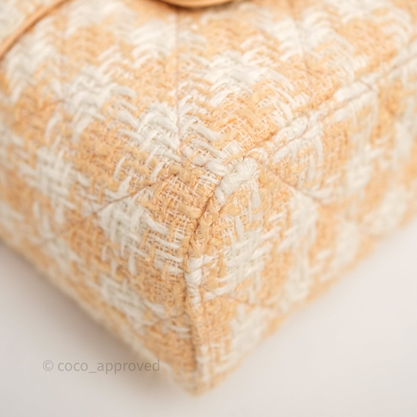Chanel Vanity Case with Top Handle Orange Apricot Tweed Aged Gold Hardware