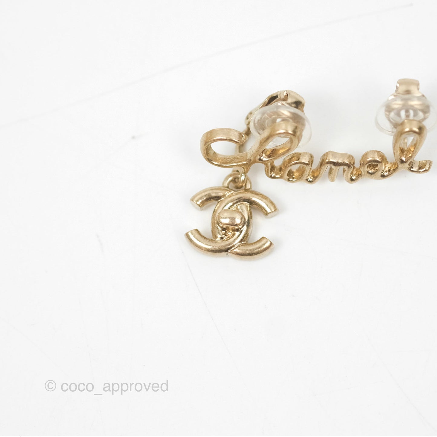 Chanel Logo CC Turnlock Ear Clips Gold Tone 21P