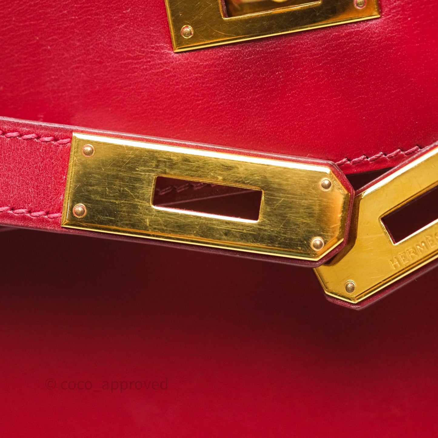 Hermès Vintage Kelly 32 Sellier Rouge Hermes 55 Box Leather Gold Hardware