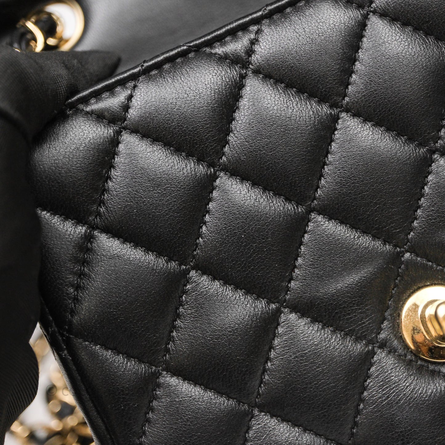 Chanel Mini Square Quilted Black Lambskin Gold Hardware