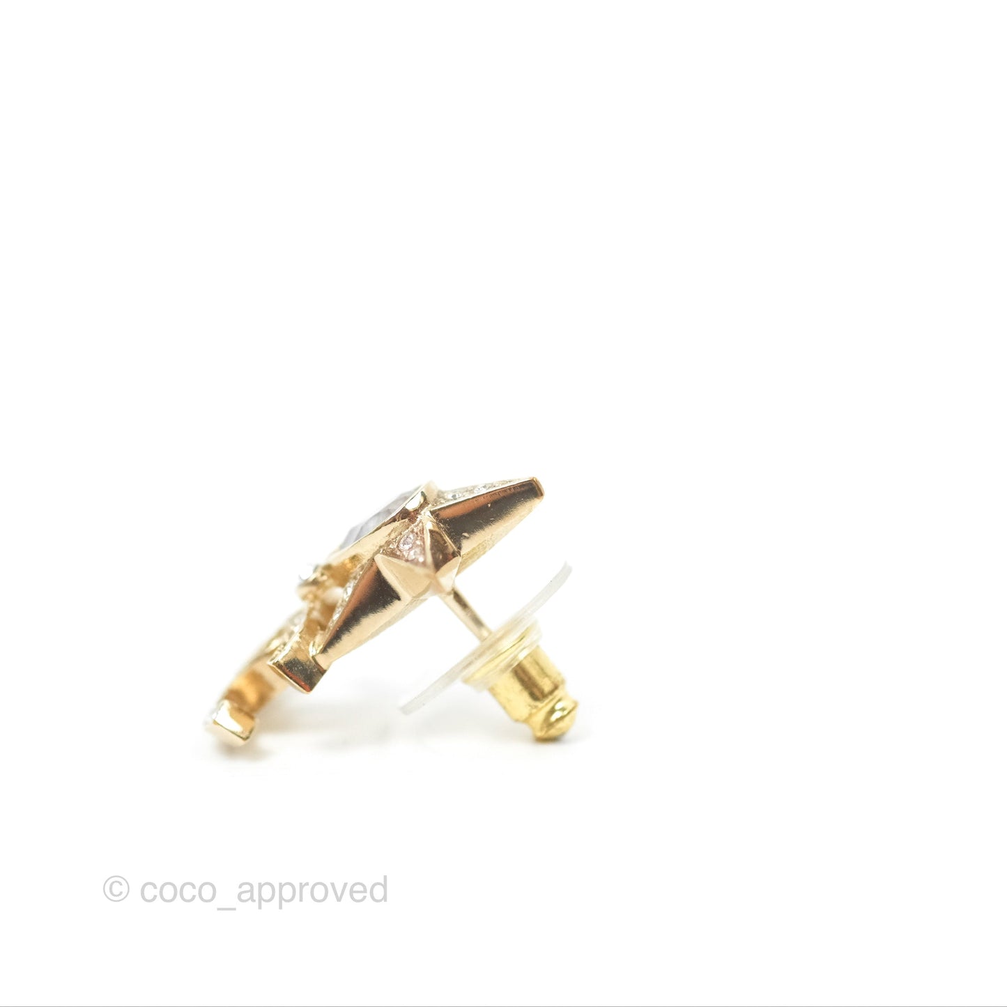 Chanel Crystal Star CC Earrings Gold Tone 23P