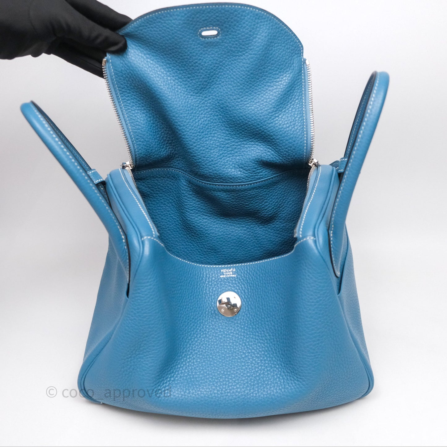 Hermès Lindy 30 Bleu Jean 75 Clemence Palladium Hardware
