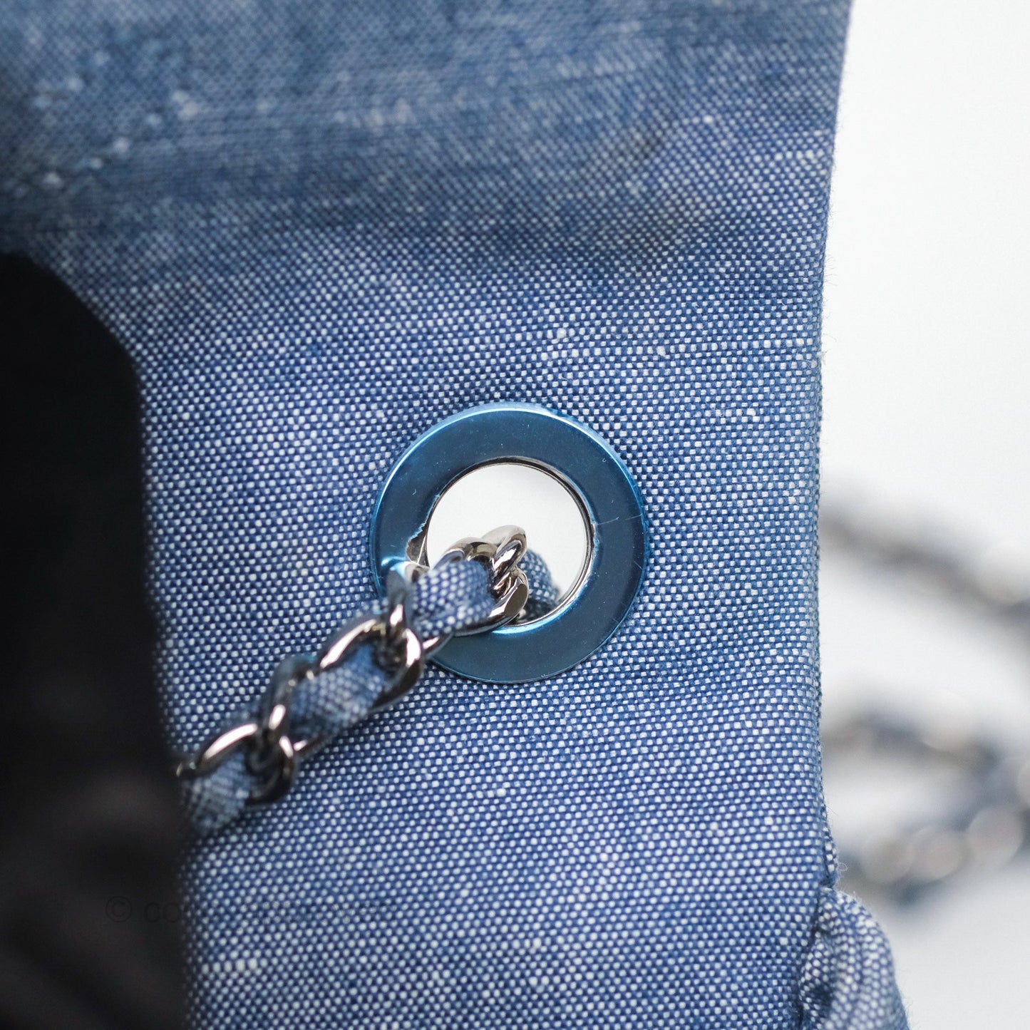Chanel Quilted Mini Medallion Graphic Denim Blue Silver Hardware
