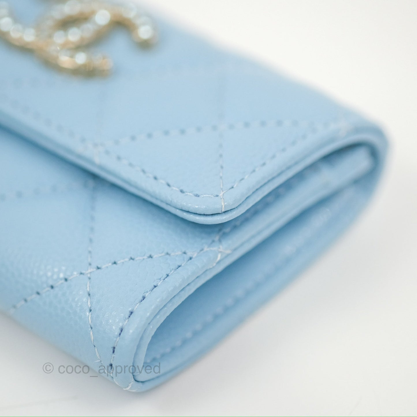 Chanel Crystal CC Quilted Flap Card Holder Blue Caviar