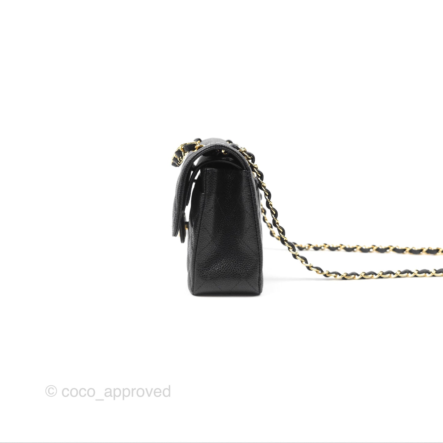 Chanel Small S/M Classic Flap Quilted Black Caviar Gold Hardware