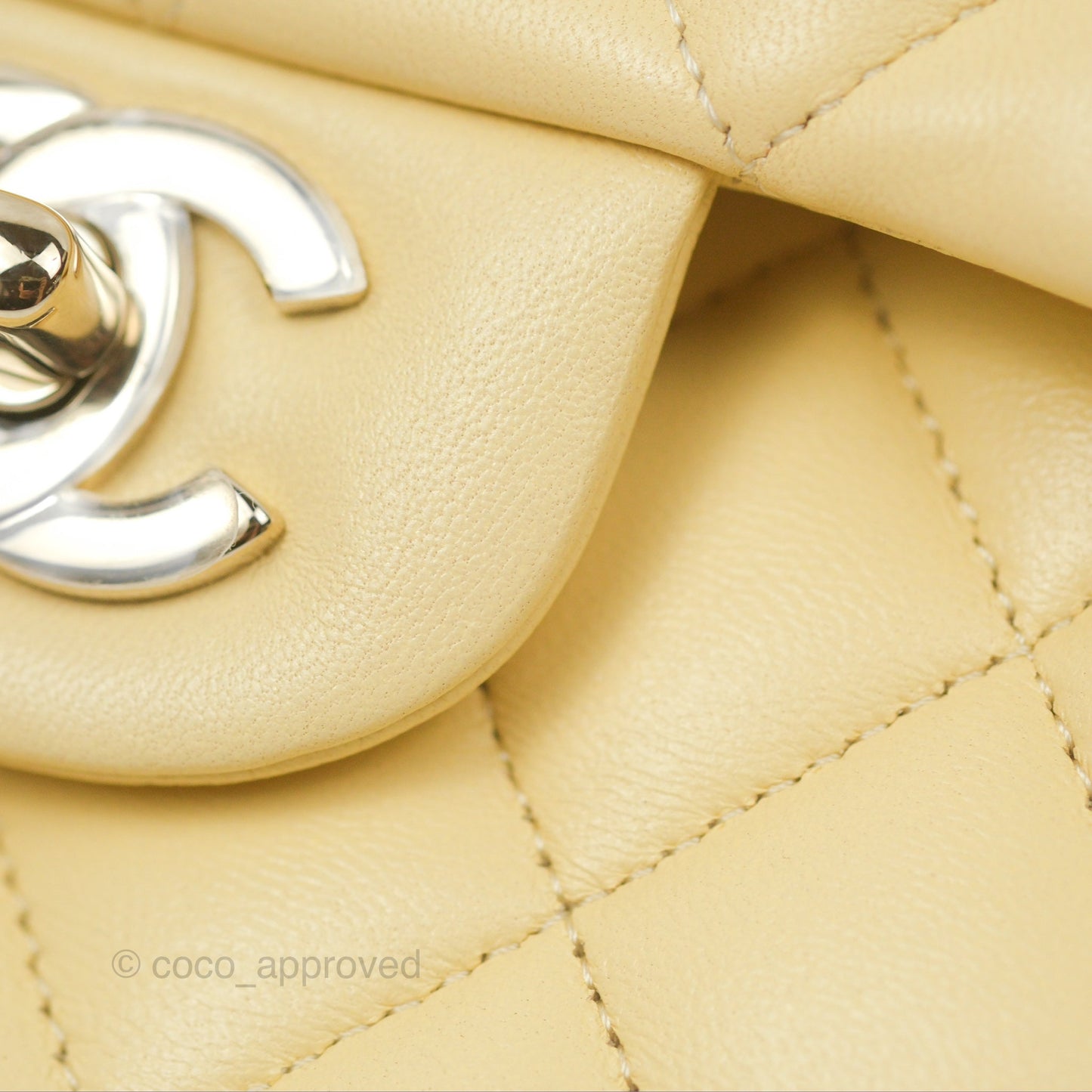 Chanel Classic M/L Medium Flap Quilted Yellow Lambskin Gold Hardware