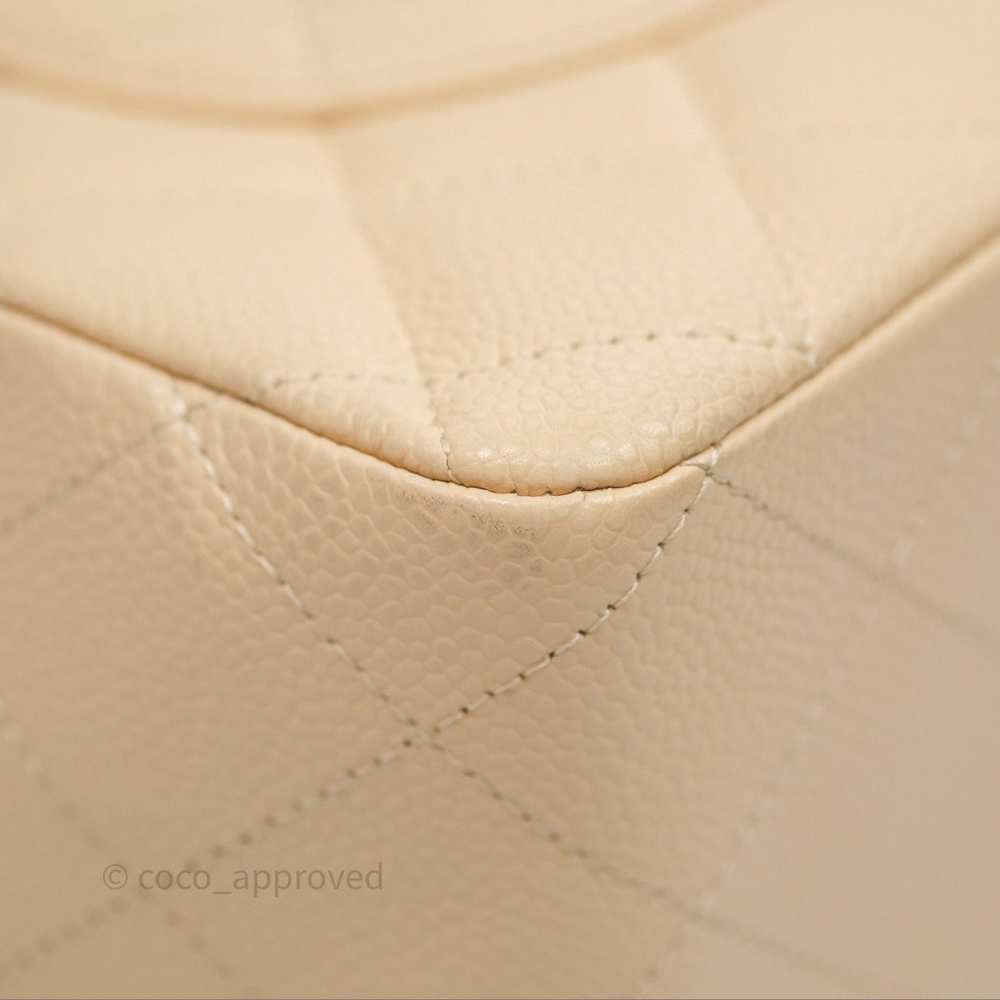 Chanel Jumbo Single Flap Beige Caviar Silver Hardware