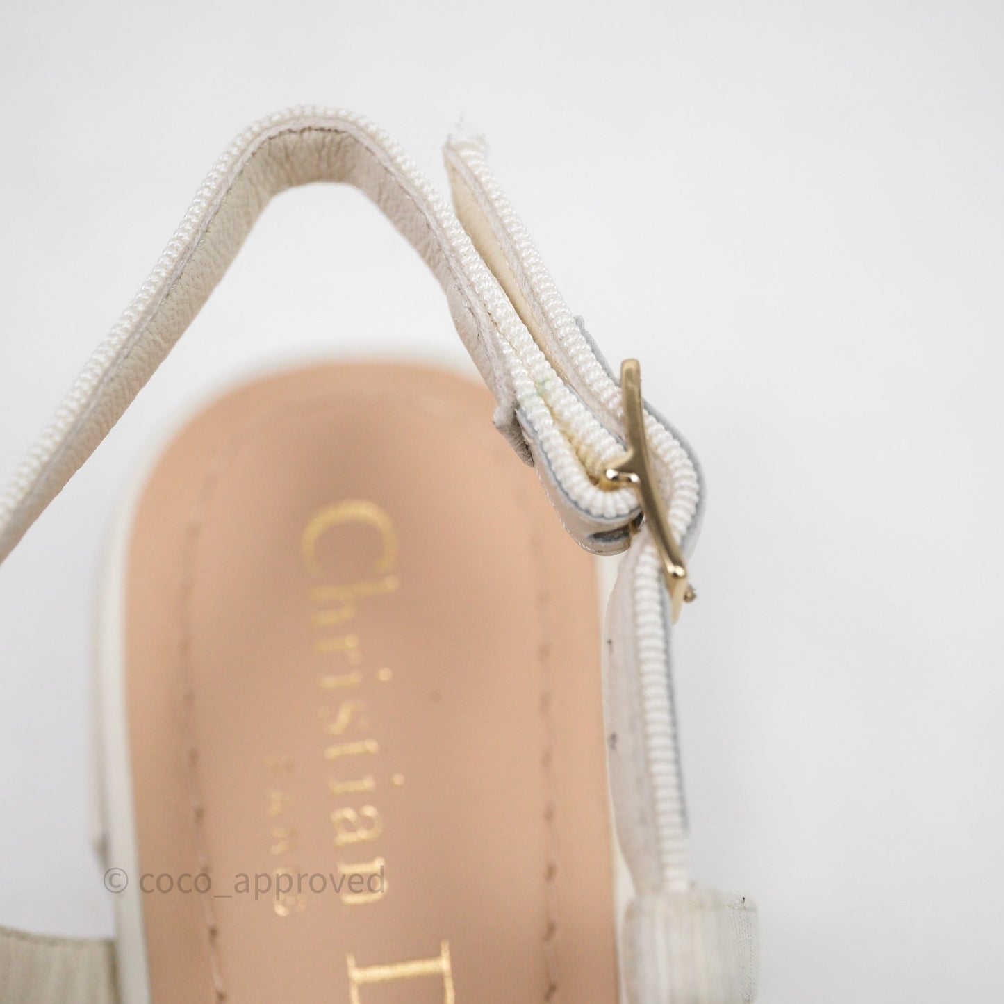 Dior Ballet Slingback Pump White Cannage Tweed Gold-Tone Metallic Thread