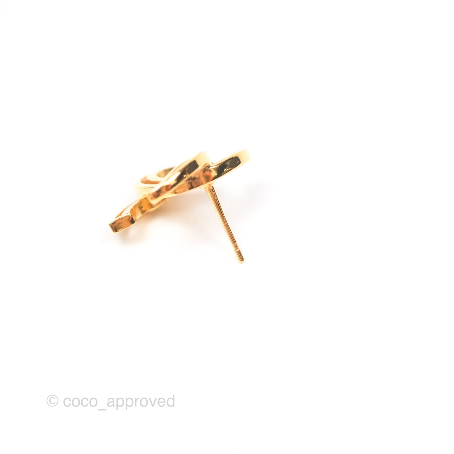 Chanel Hollow CC Earrings Gold Tone 20K