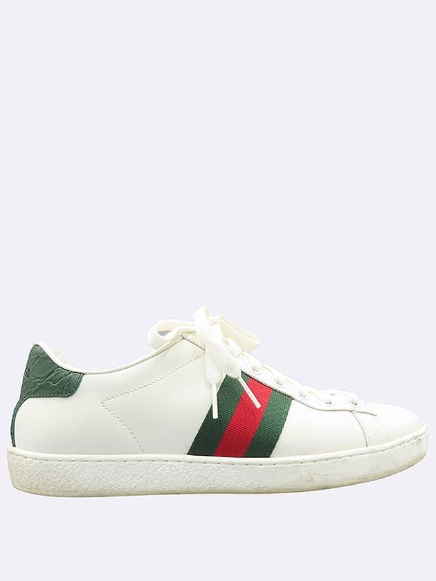 Luxury Gucci Trending 2025 Luxury Gucci Trending 2025 387993 White Color Leather Green Red Three Stripes Detail Ace Snake Pattern Lace Up Women s Sneakers 35