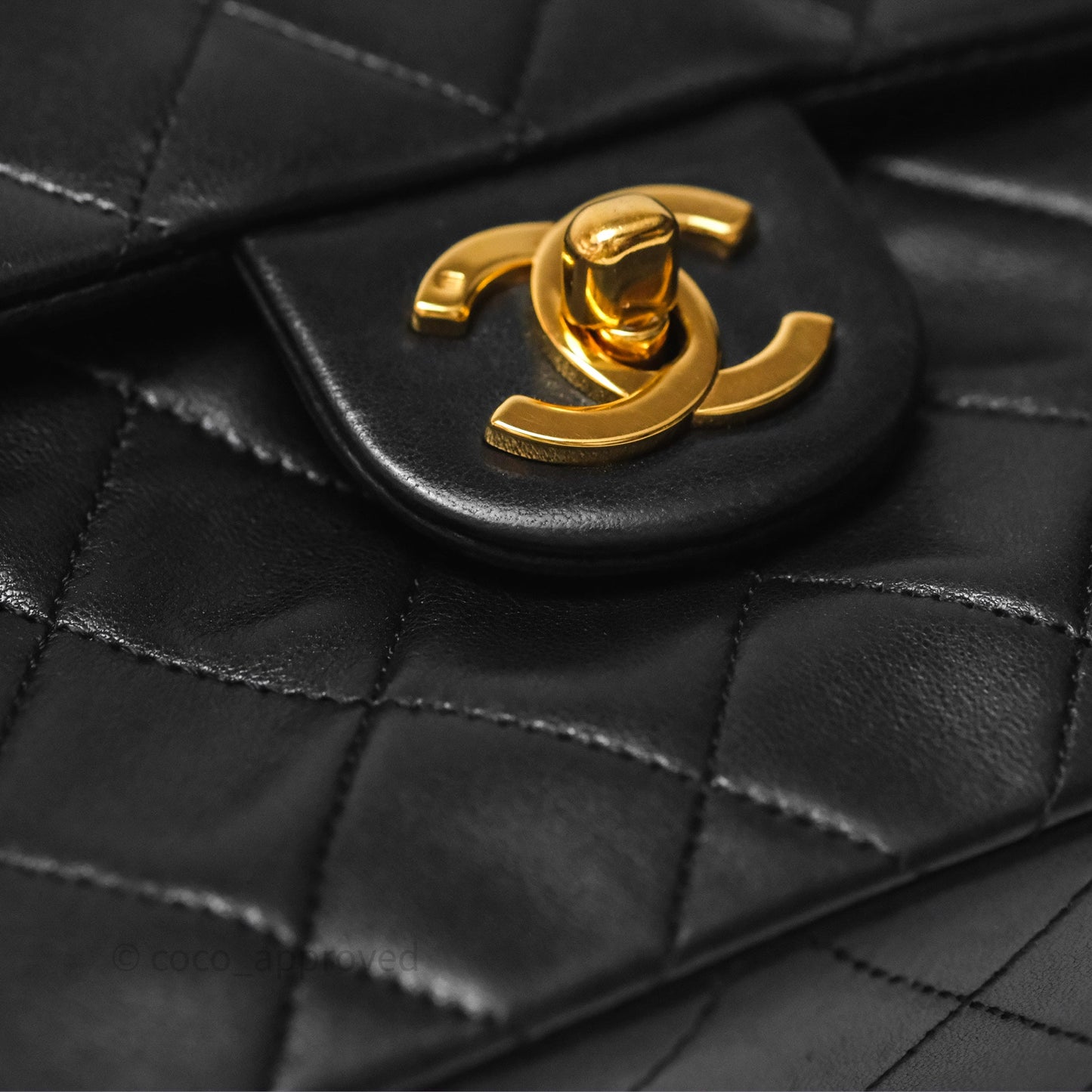 Chanel Vintage Mini Square Black Lambskin 24K Gold Hardware