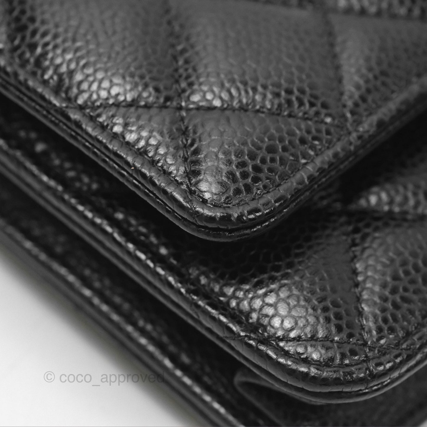 Chanel Quilted Classic Wallet On Chain WOC Black Caviar Silver Hardware