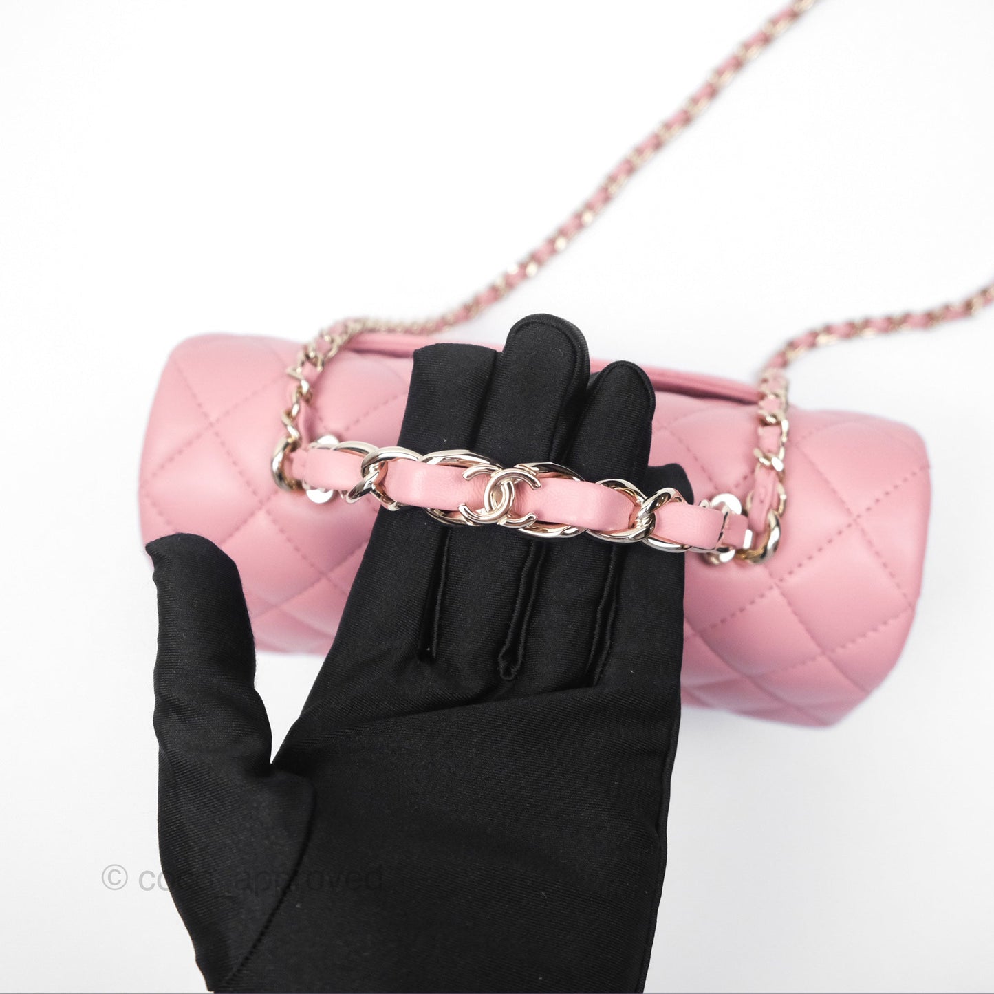 Chanel Top Handle Mini Rectangular Flap Bag Pink Lambskin Gold Hardware
