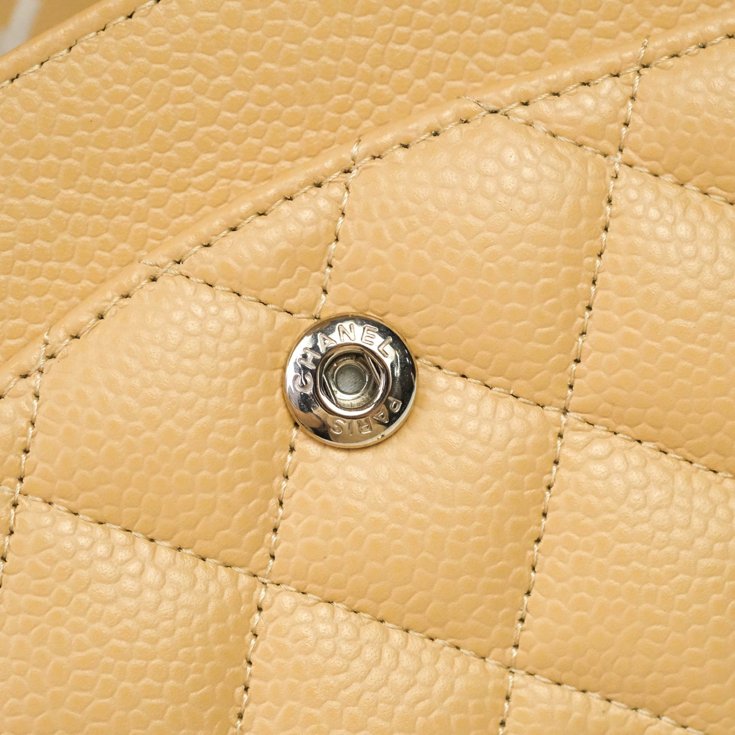 Chanel Classic M/L Medium Double Flap Beige Caviar Silver Hardware