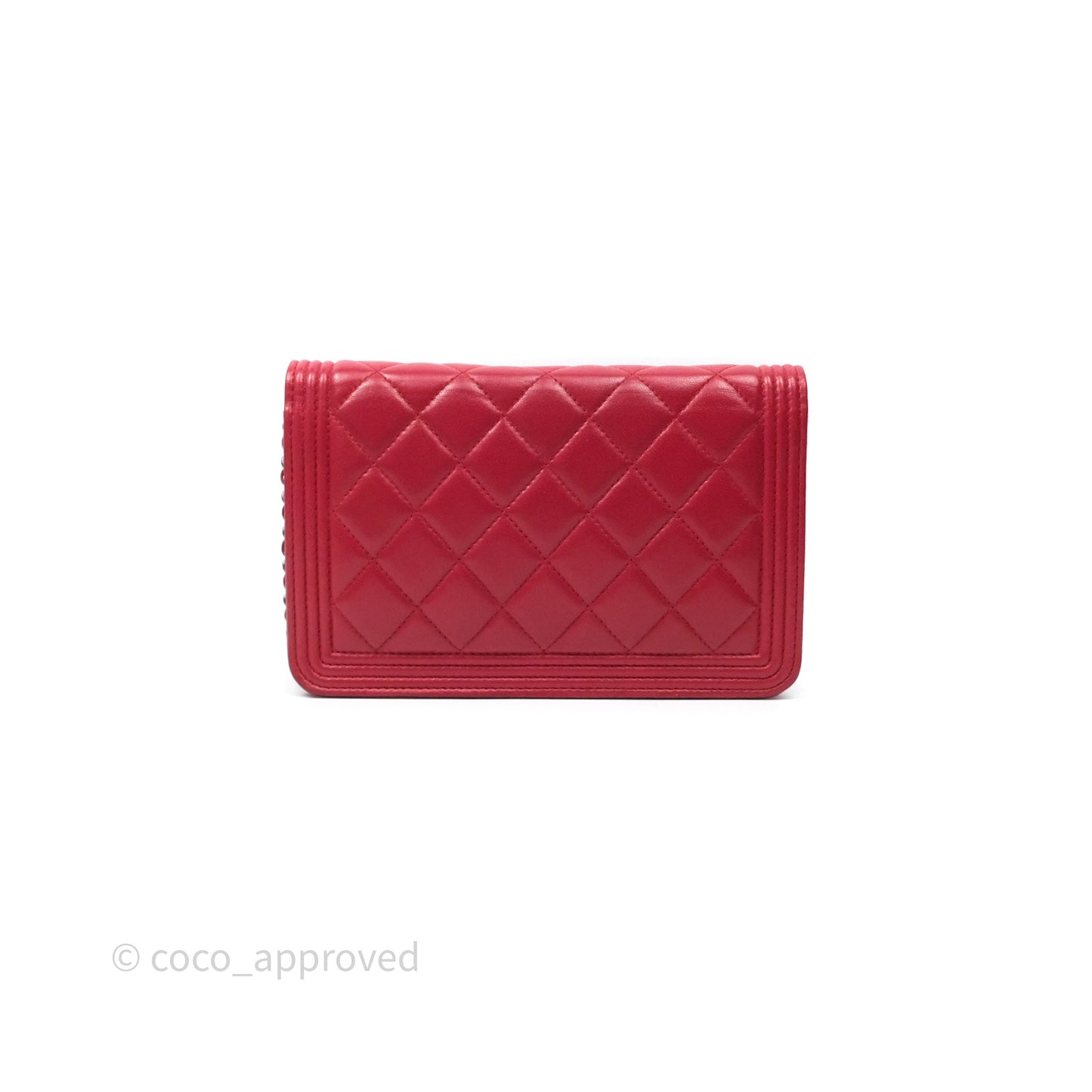 Chanel Boy Wallet on Chain WOC Red Lambskin Ruthenium Hardware