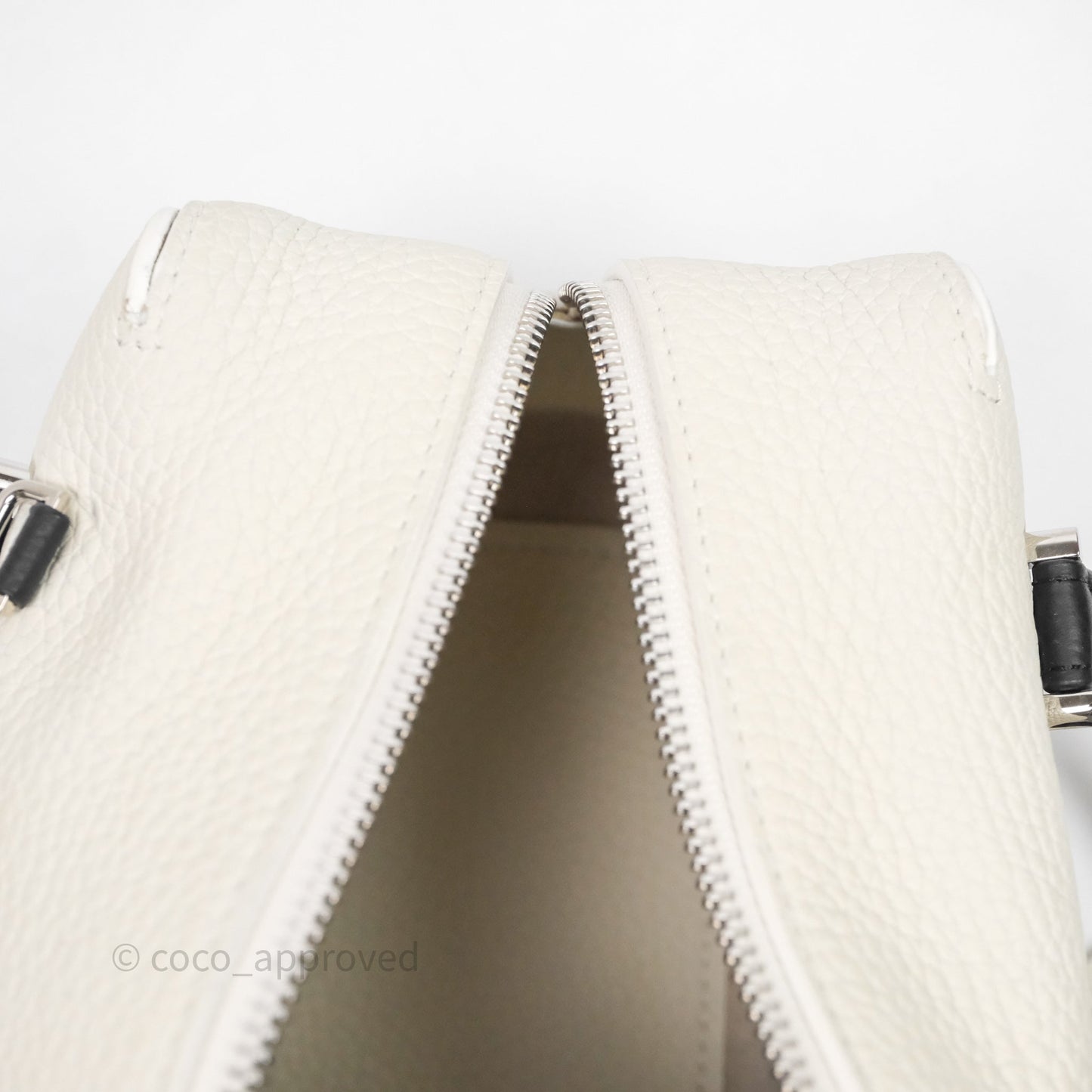 Delvaux Cool Box Mini Taurillon Soft Grained White/Black Calfskin Silver Hardware