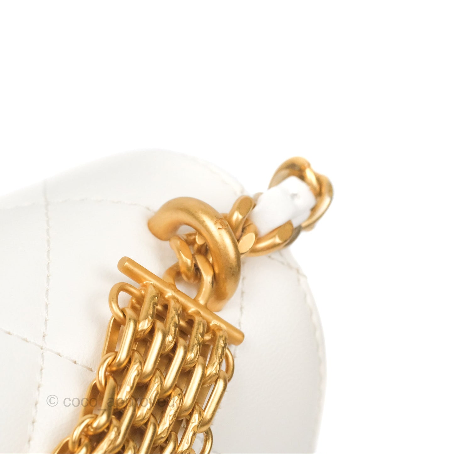 Chanel Crystal Logo Handle Flap Bag White Lambskin 22S