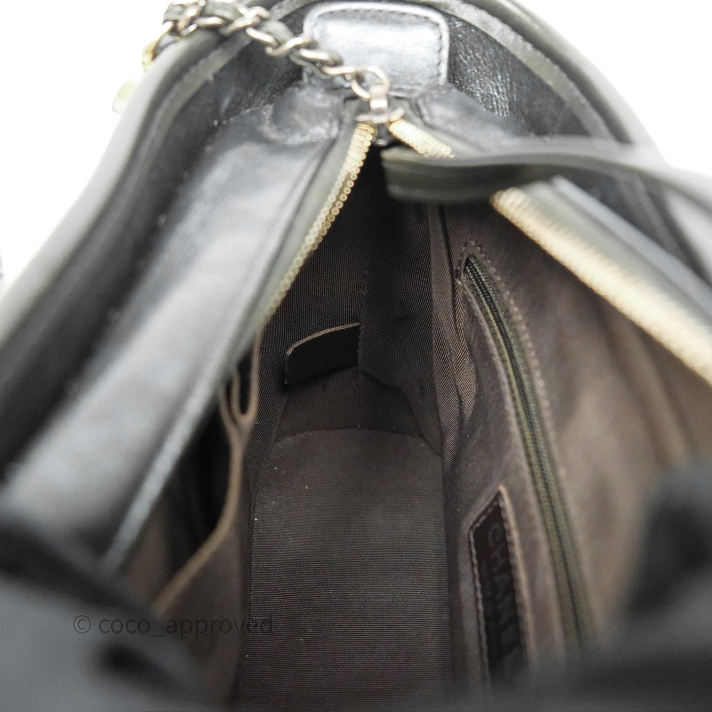Chanel Small Gabrielle Hobo Chevron Iridescent Grey Aged Calfskin