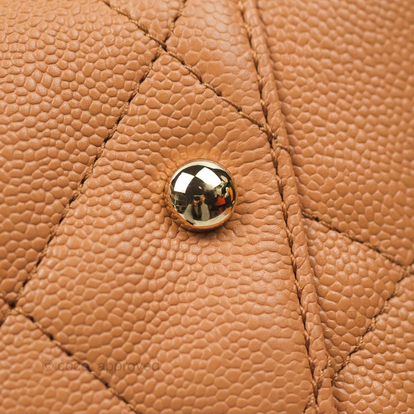 Chanel Large Quilted Caviar Shopping Tote Bag Dark Beige Gold Hardware