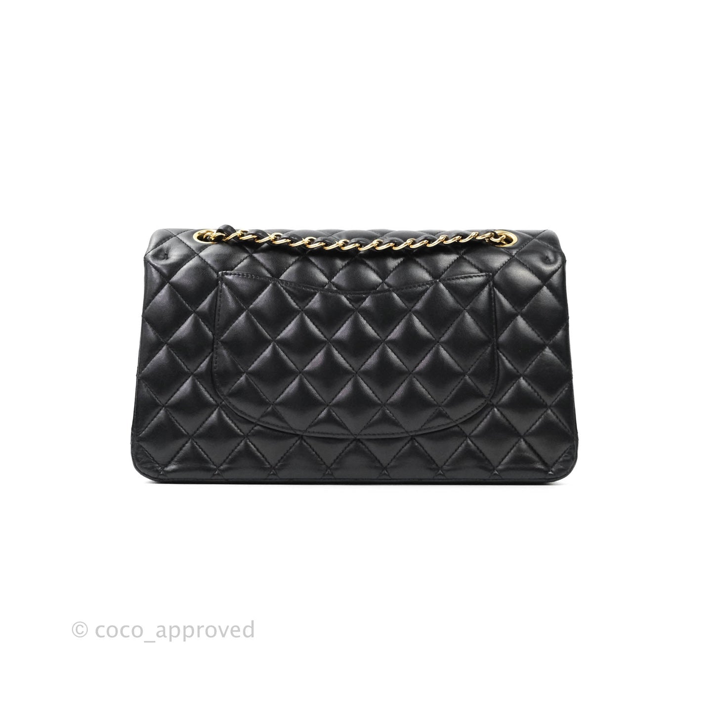 Chanel Classic M/L Medium Double Flap Black Lambskin Gold Hardware