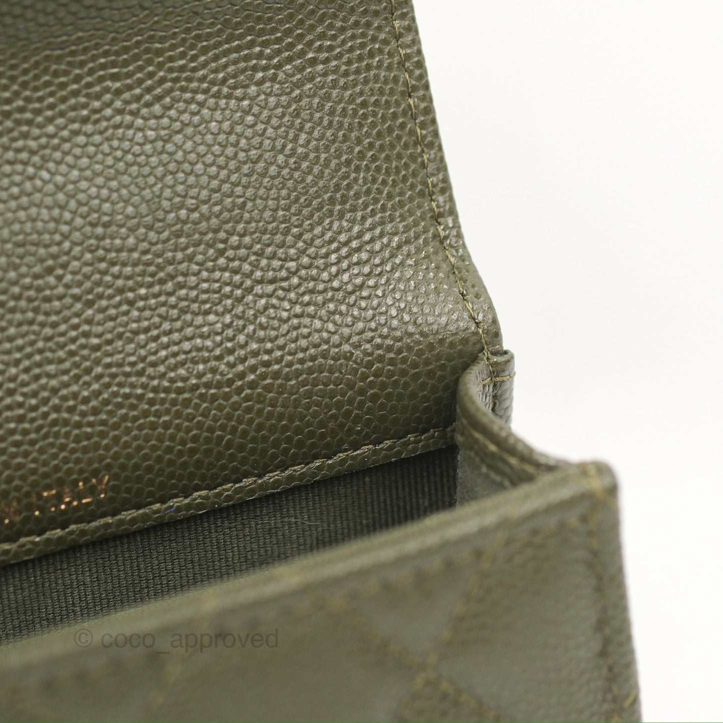 Chanel Coco First Mini Clutch On Chain Dark Olive Green Caviar Gold Hardware 22K