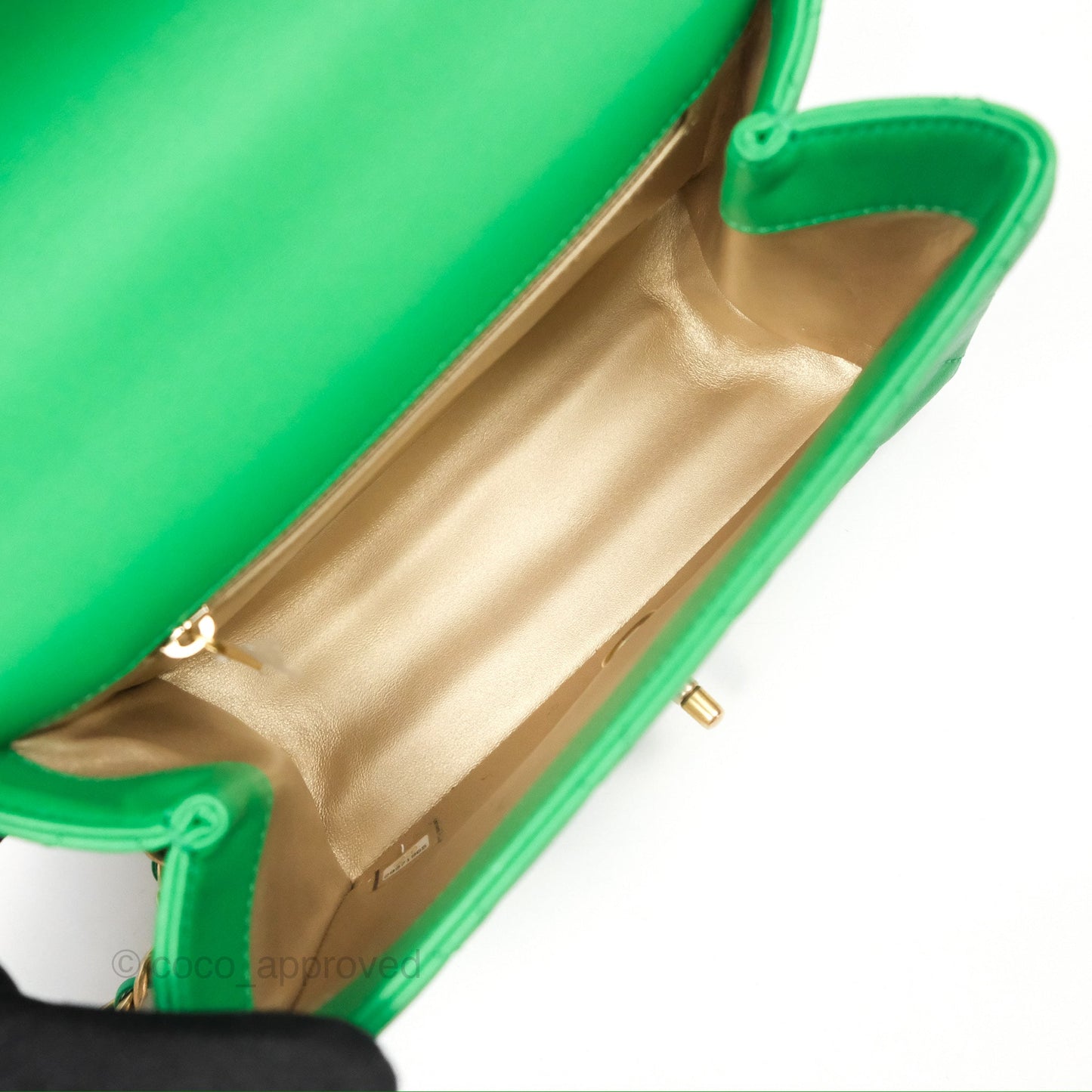 Chanel CC Quilted Flap Bag With Top Handle Green Calfskin Gold Hardware