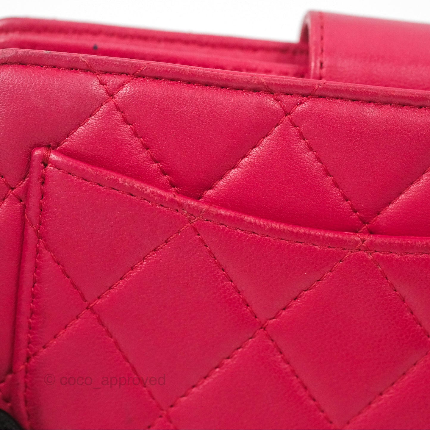 Chanel Quilted Classic French Wallet Lambskin Red Silver Hardware