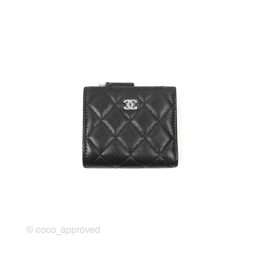 Chanel Compact Wallet Black Caviar Gold Hardware 23A
