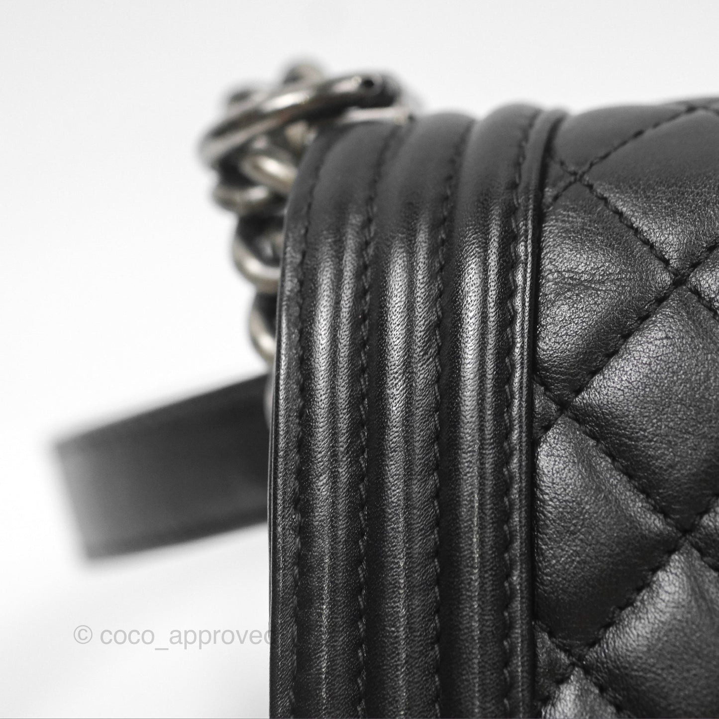 Chanel Small Boy Black Calfskin Ruthenium Hardware