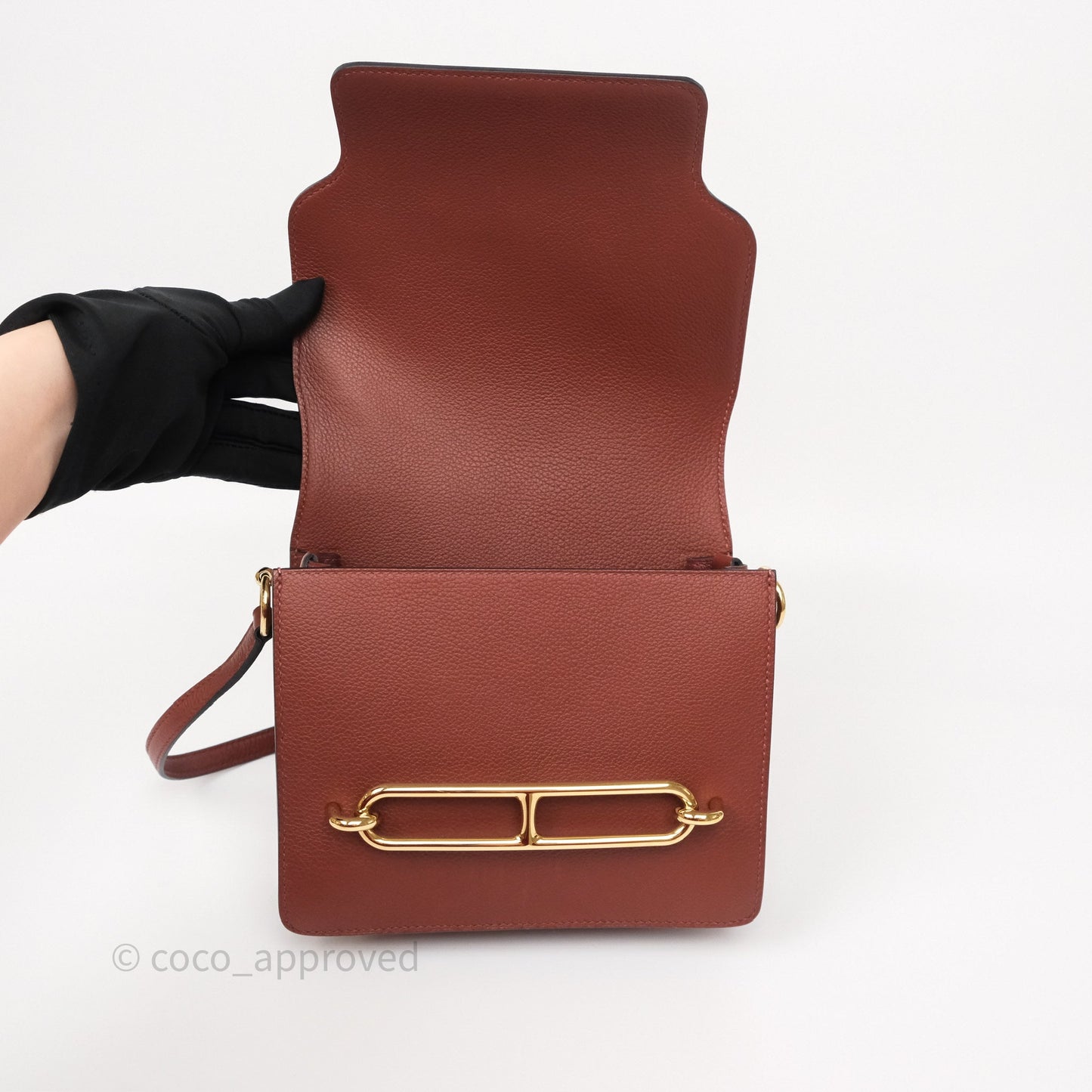 Hermès Mini Roulis Rouge H 55 Evercolor Gold Hardware
