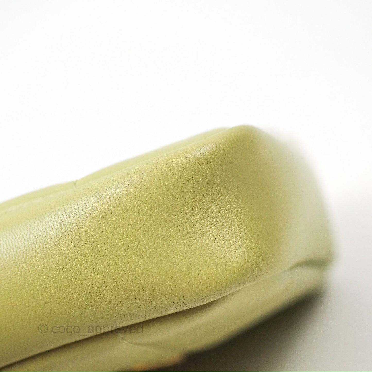 Chanel Diamond Belt Coin Purse Avocado Green Lambskin Aged Gold Hardware