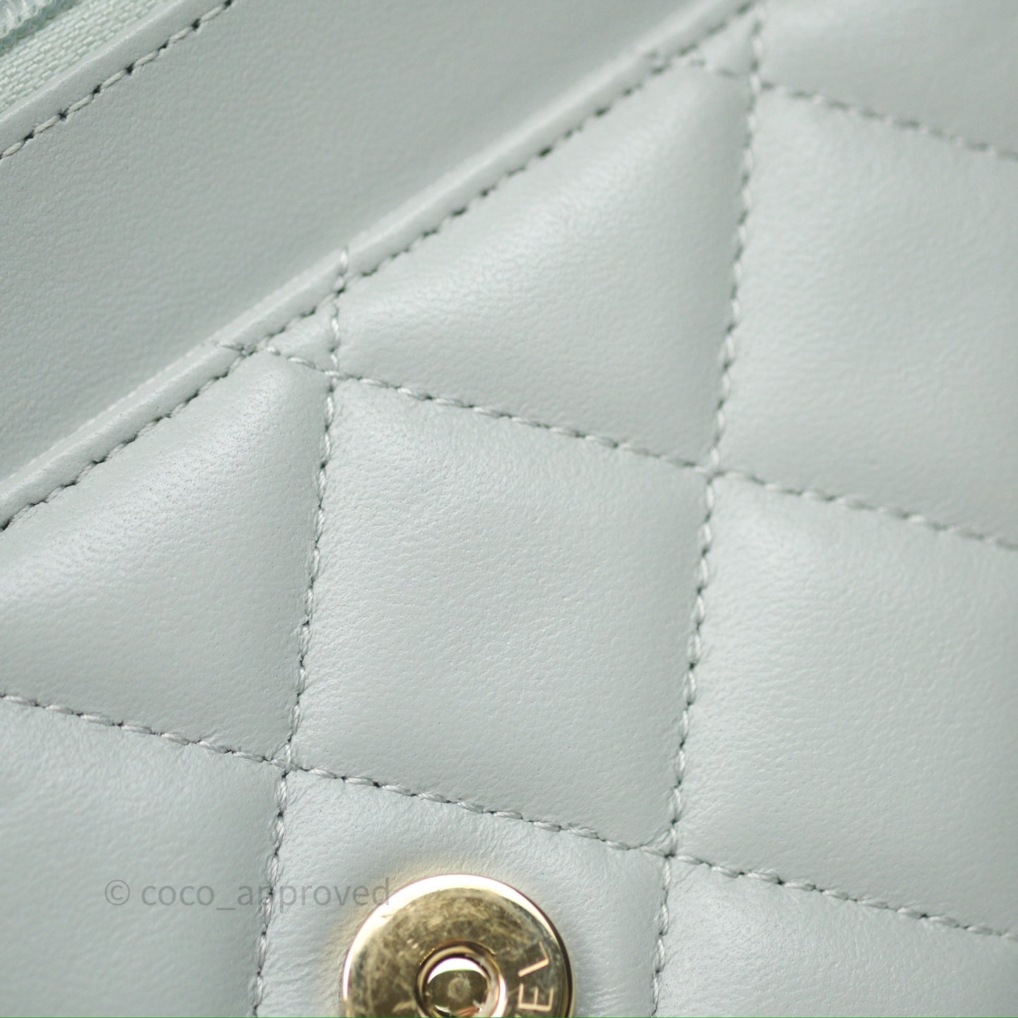 Chanel Classic Quilted Wallet on Chain WOC Grey Lambskin Gold Hardware