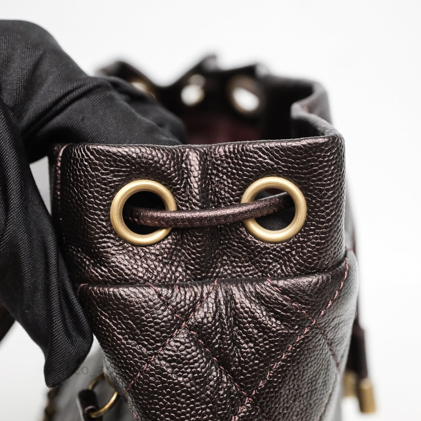 Chanel Quilted Filigree Backpack Purple Iridescent Burgundy Caviar Aged Gold Hardware